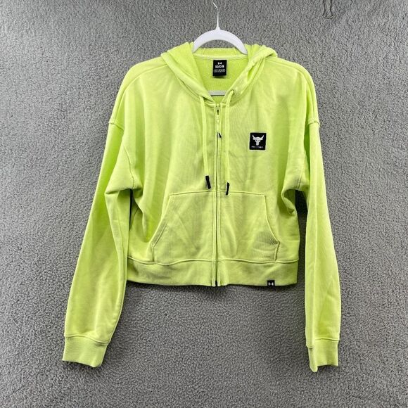 Under Armour Project Rock Heavyweight Terry Full-Zip Hoodie NWT Cropped sz large - Picture 1 of 15